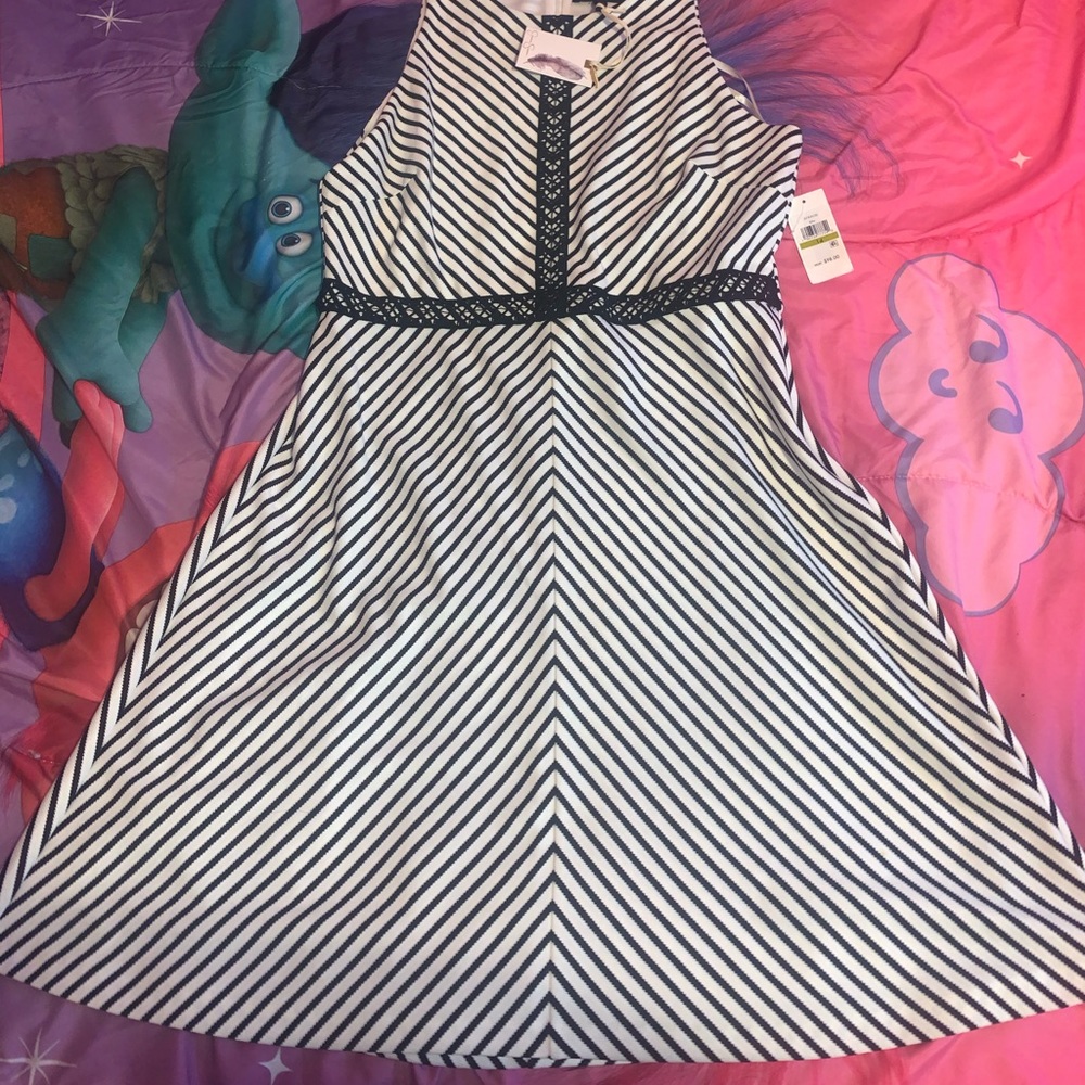 Black and white striped dress